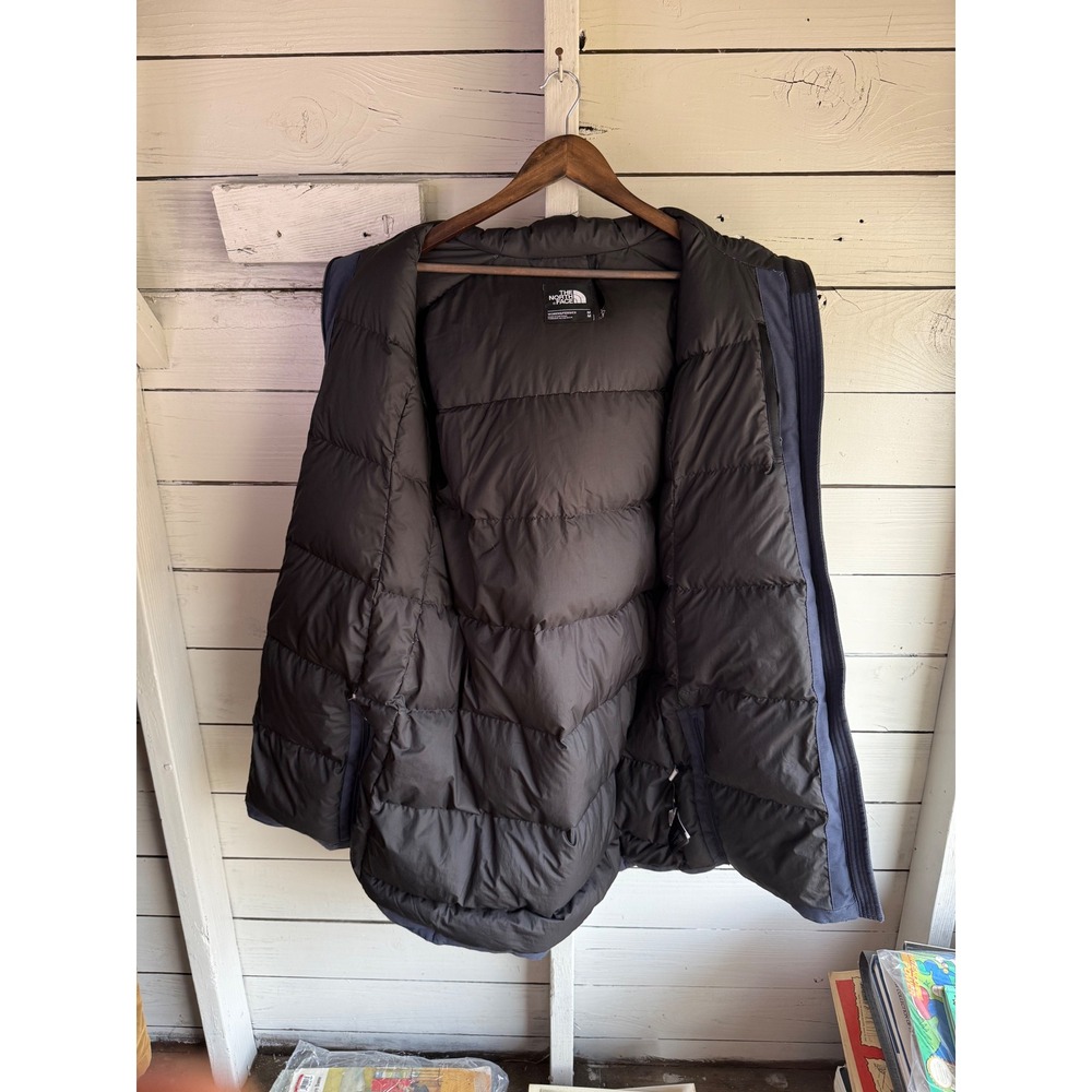 The North Face Gore-Tex 550 Down Parka Navy Blue Faux Fur Hood Jacket Womens M - Picture 7 of 8